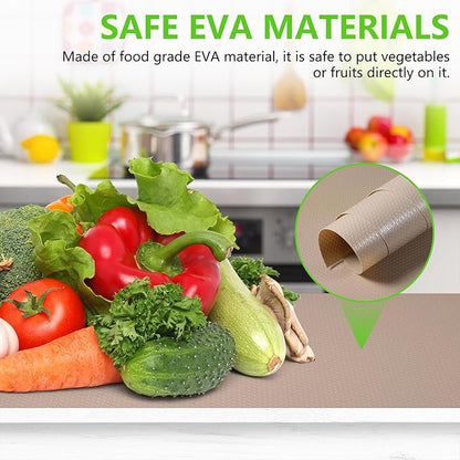Beige Shelf Liners for Kitchen Cabinets Non Adhesive Drawer Liner for Bathroom Waterproof Refrigerator Liners for Shelves Fridge Plastic Mats Cabinet Cupboard Liner 17.5 x 157.4 Inches