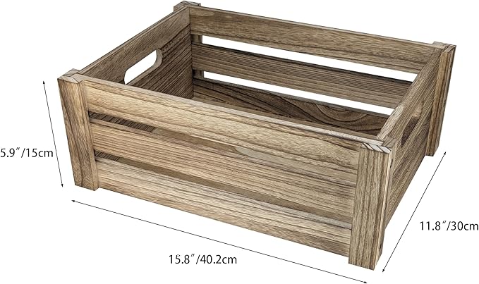ARTAWEIN Rustic Vintage Finished Wooden Crate with Handles - Nesting Storage, Display, Organization Crate for Party, Office, Bedroom, Kitchen and Closet (Rustic Brown 1 pc)
