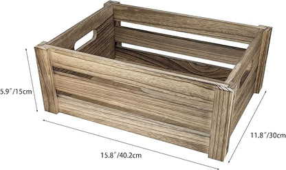 ARTAWEIN Rustic Vintage Finished Wooden Crate with Handles - Nesting Storage, Display, Organization Crate for Party, Office, Bedroom, Kitchen and Closet (Rustic Brown 1 pc)