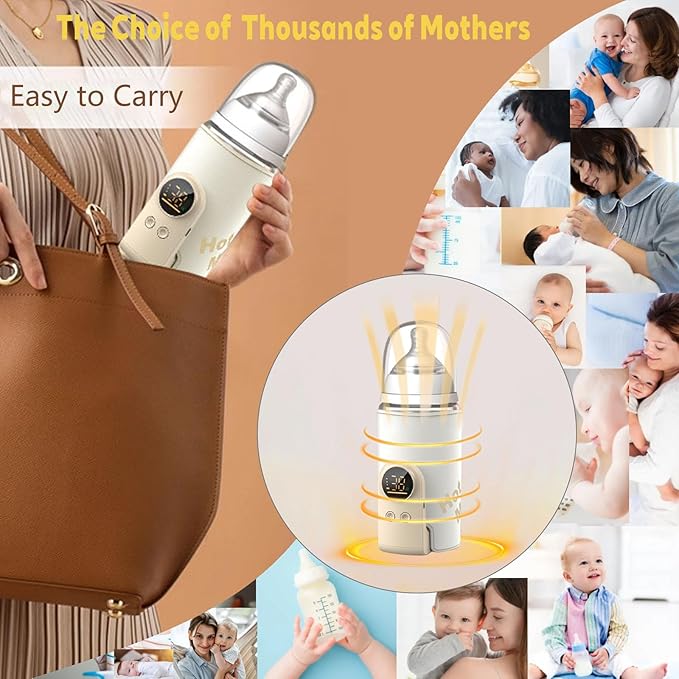 2025 Upgrade Portable Bottle Warmer for Travel,Comfortable Bottle Warmer on the go,Rapid Warming,Long-Lasting Warming up to 6-10H (10000 mAh)