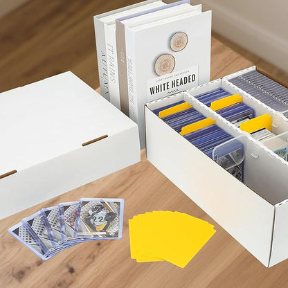 3Pack Card Box for Trading Card, 2400-count Cardboard Card Storage Box, 3-Row bulk Card Storage box with 150 Soft Sleeves & 24 Dividers,Card Organizer Box for TCG/Magic/Mtg，Toploader