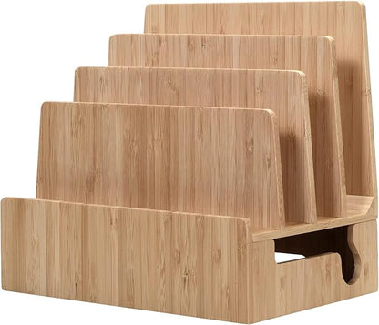 MobileVision Bamboo Charging Station & Multi Device Organizer Slim Version for Smartphones, Tablets, and Laptops