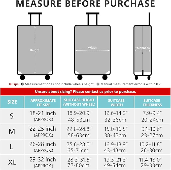Travelkin Luggage Covers With Tag For Suitcases Tsa Approved,Suitcase Covers Protector Fit 18-32 Inch Luggage,L