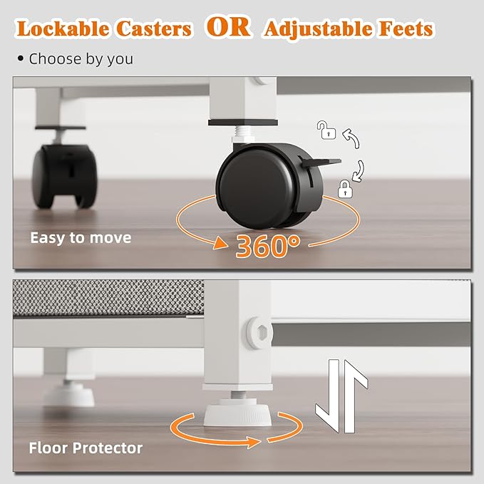 GYIIYUO 2 Drawer File Cabinet with 24'' Extended Desktop, Mobile Filing Cabinet, Rolling File Cabinet with Side Bag, Fabric Drawer, Fits A4/Letter Size, Printer Stand Home Office, White