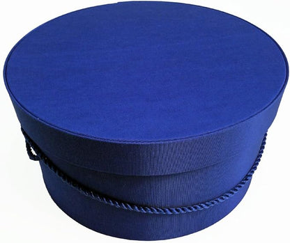 Sarah's Hat Boxes Classic Royal Hat Box – 14.75" x 7.5" (Dia. x Ht.) Handmade in USA – Odorless Non-Toxic Adhesive, Cording Handle – Premium Storage for Hats & Accessories