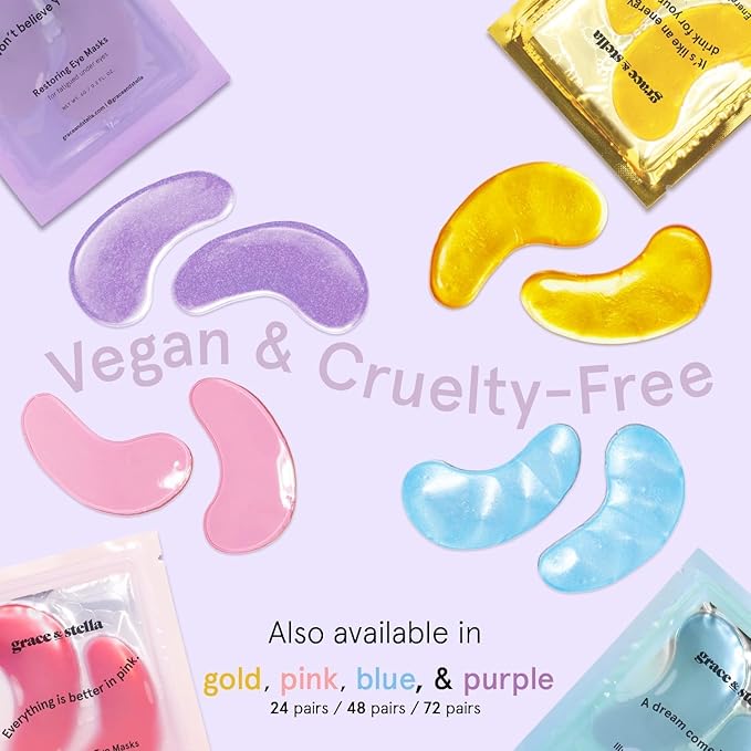 grace & stella Retinol Under Eye Patches for Puffy Eyes and Dark Circles - Restoring Gel Under Eye Masks with Hyaluronic Acid - Vegan Cruelty-Free Skincare, Birthday Gifts for Women (Purple, 24 Pairs)