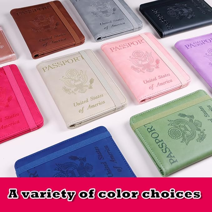 Melsbrinna Rfid Passport Holder for Travel women/Men, Cute Passport Wallet Rfid Blocking Card Slots, Rfid Passport Cover/CaseTravel Wallet, Passport Book Holder (1, Red5)