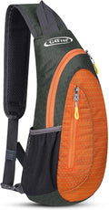 G4Free Sling Bag for Men Women, Small Crossbody Backpack Lightweight Chest Shoulder Bags for Travel, Outdoor and Sports (Grey-orange)