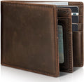 Mens Wallet Genuine Leather Bifold RFID Blocking Wallet for Men with 1 ID Window 13 Card Holders 2 cash pockets 1 Gift Box