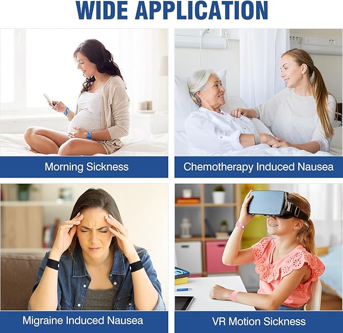 Motion Sickness Bands Anti Nausea Wristband for Adult and Kids Morning Sickness Relief for Pregnant Women Acupressure Nausea Relief for Car, Sea, Air Sickness - 1 Pair Black