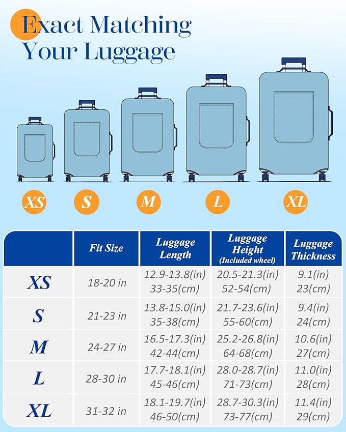 Slohif Luggage Cover for Suitcase Tsa Approved Protector - Luggage Sleeve Large Suit Case Cover Travel Stretch Baggage Case Protective Washable Fit 18-20 Inch Black Tape XS