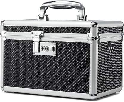 Storage Lock Box with Combination code, Lockable Medicine Storage Case, Empty First Aid Box, Security Lock Box, Multipurpose Lockbox for Home and Outdoor Use (Black, Medium)