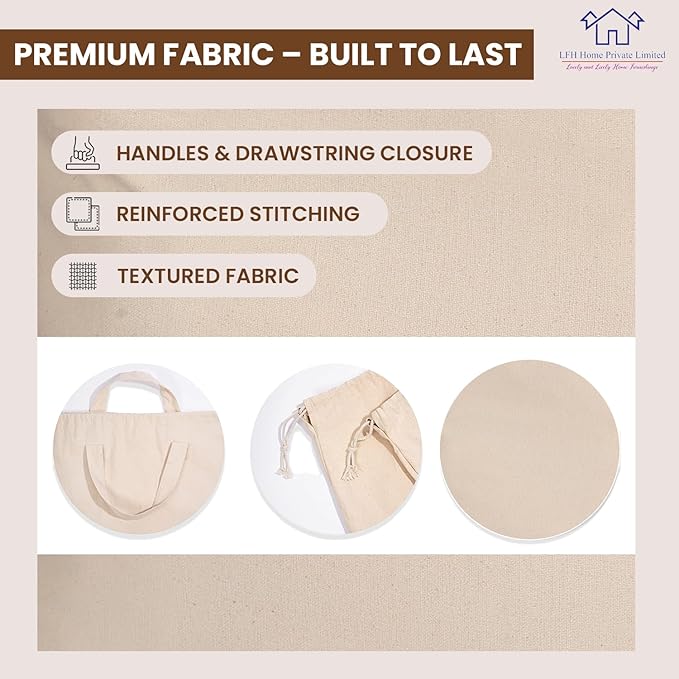 LFH Home Cotton Canvas Extra Large Laundry Bag with Handle, Heavy Duty Drawstring Closure Washable Laundry Bags, School Travel, Home, Hotel, College Dorm, Organizer Sack, Toys Clothes 28x40-Natural
