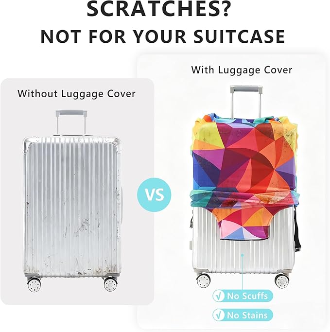 Travelkin Luggage Covers For Suitcase Tsa Approved,Suitcase Cover Protector Fit 18-32 Inch Luggage (Coloured Leaves, S)