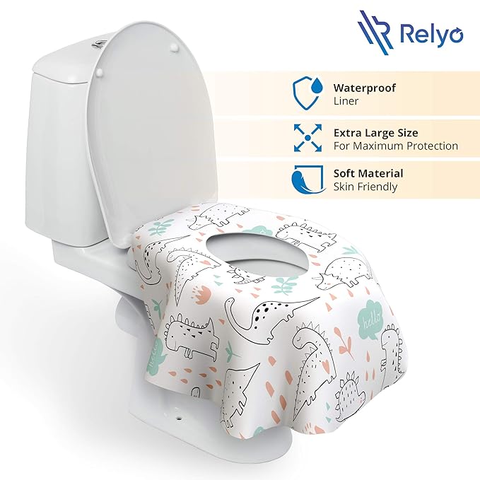 Toilet Seat Covers Disposable - 20 Pack - Waterproof, Ideal for Kids and Adults – Extra Large, Individually Wrapped for Travel, Toddlers Potty Training in Public Restrooms (Dinosaurs, 20)