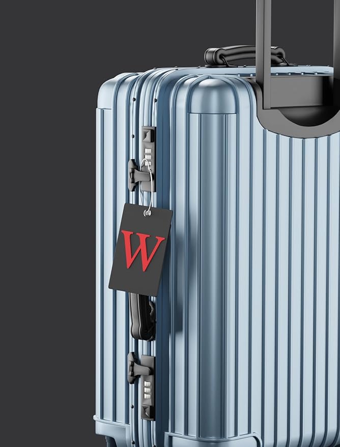 Gostwo 2 Pack Luggage Tags for Suitcases, 26 Initial Letter Travel Luggage Baggage Identification Labels ID Tag Fully Bendable Tags with Stainless Steel Loop (Black) (Letter N)
