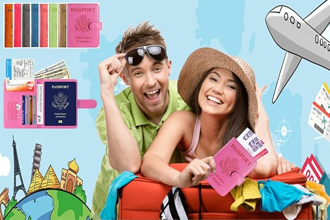 Passport Holder Cover Wallet RFID Blocking Leather Card Case Travel Accessories for Women Men (Brown)
