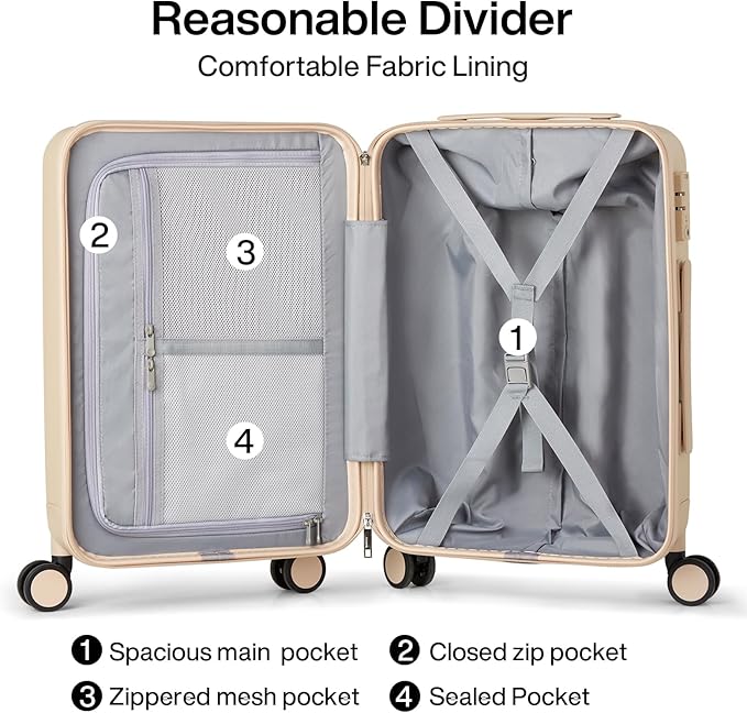 Hanke Luggage Sets 2 Piece with Spinner Wheels, 20/28 Inch Hard Shell Suitcases Set TSA Approved Luggage Travel Rolling Large Luggage(Cuba Sand)