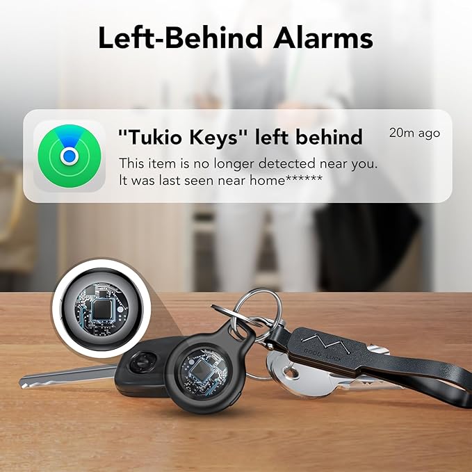 2025 New [Apple MFi Certified] (iOS Only) Air Tracker Tags-6 Pack, Bluetooth Tracker for Apple Find My, Replaceable Battery, Key Finder and Item Locator Smart Tag for Keys, Bags, Luggage, Pets, Black