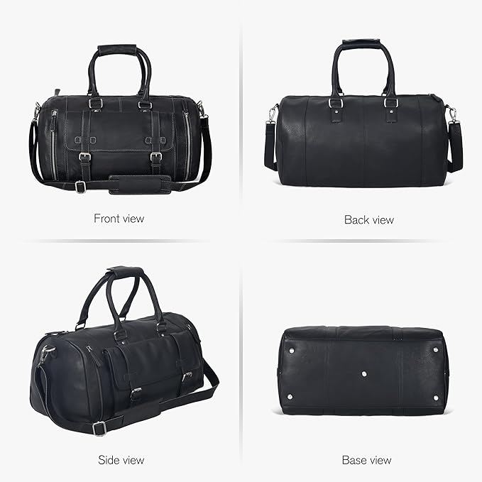 Genuine Leather Duffle Bag for Men | Vintage Weekender Travel Bag | Overnight Carry-On Luggage | Handmade Leather Gym Bag for Men