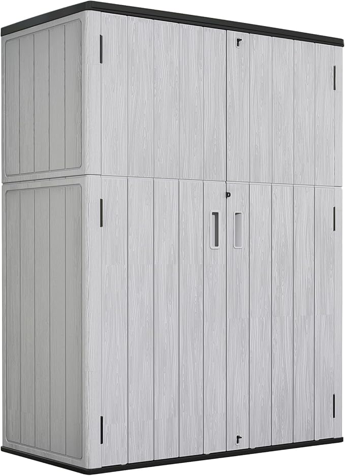 ZZM 57 Cu.ft Outdoor Storage Cabinet with One Tool Kit, Horizontal Storage Shed for Garage, Bike, Garbage Cans, Garden Accessories