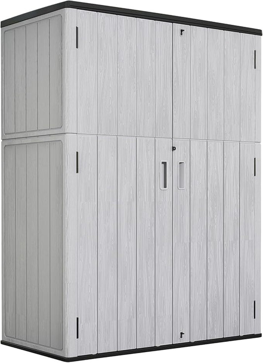 ZZM 57 Cu.ft Outdoor Storage Cabinet with One Tool Kit, Horizontal Storage Shed for Garage, Bike, Garbage Cans, Garden Accessories