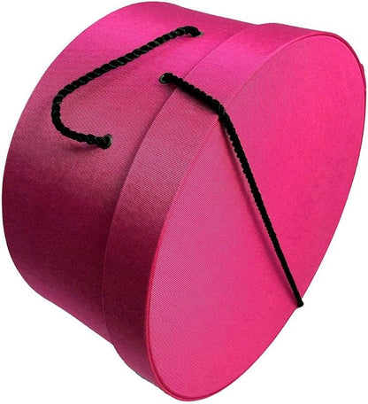 Sarah's Hat Boxes Classic Cerise Hat Box – 14.75" x 7.5" (Dia. x Ht.) Handmade in USA – Odorless Non-Toxic Adhesive, Cording Handle – Premium Storage for Hats & Accessories