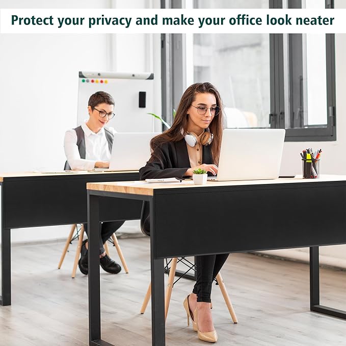 60" Under Desk Privacy Panel with Cable Management Organizer Sleeve Self-Adhesive Modesty Panel for Cord Organizer Pockets and Desk Skirt for Home Office or Standing Workstation