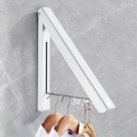 Retractable Clothes Drying Rack,Space Saver Wall-Mounted Retractable & Foldable Clothes Hanger for Laundry Room,Bedroom,Closet Storage Organization (1pcs, White)
