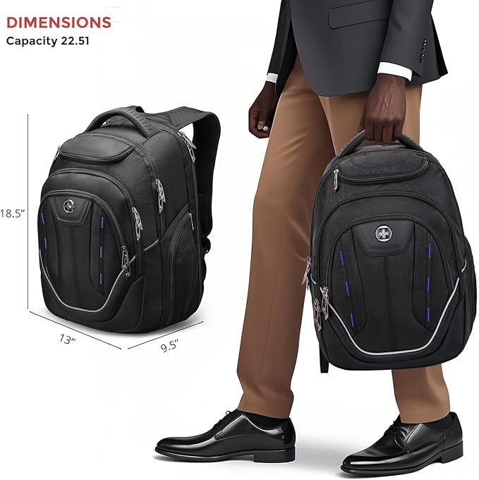 Swissdigital Design TSA Business Laptop Backpack For Men,Travel Backpack With USB Charging Port,College Tech Backpacks With RFID Pockets Presents For Men Fits 15.6 Inch Computer | TERABYTE