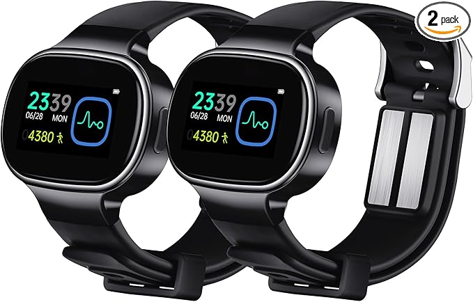EmeTerm Smart FDA-Cleared Anti-Nausea Wristwatch Touchscreen IP67 Waterproof Morning Motion Sickness Relief Rechargeable Fast Acting Drug Free (2 Pack Black with Extra Gel)