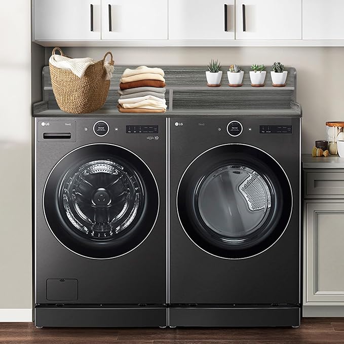 Royxen Laundry Countertop with Storage Universal Fit, Washer and Dryer Countertop with Shelf, Laundry Room Storage, 2-Tier Shelf (Eucalyptus)