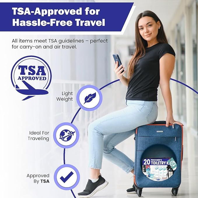 Trektote Bulk Hygiene Kit For Men And Women – (25 Pack) 20 Piece Set Of Travel Size Toiletries, TSA Compliant, Bulk Travel Essentials, Includes Shampoo And Conditioner, Body Wash, Toiletry Bag & More