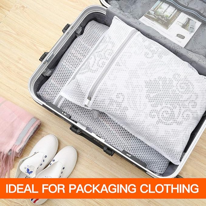 Kimmama Set of 2 Delicates Laundry Bags,Durable Zipper Mesh Laundry Bag,Bra Fine Mesh Wash Bag,Keep Cloth Shape in the Washer