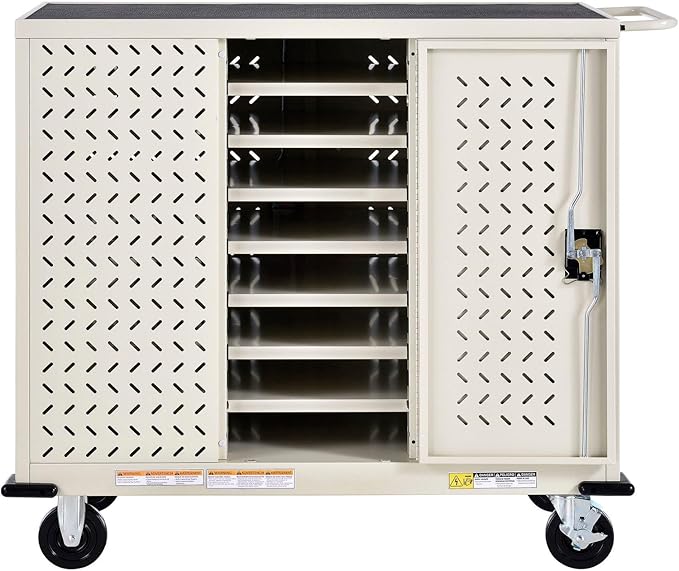 Global Industrial Mobile Storage & Charging Cart, 24 Laptop & Chromebook Device Capacity, Putty, Unassembled, Laptop and Tablet Storage & Charging Cart