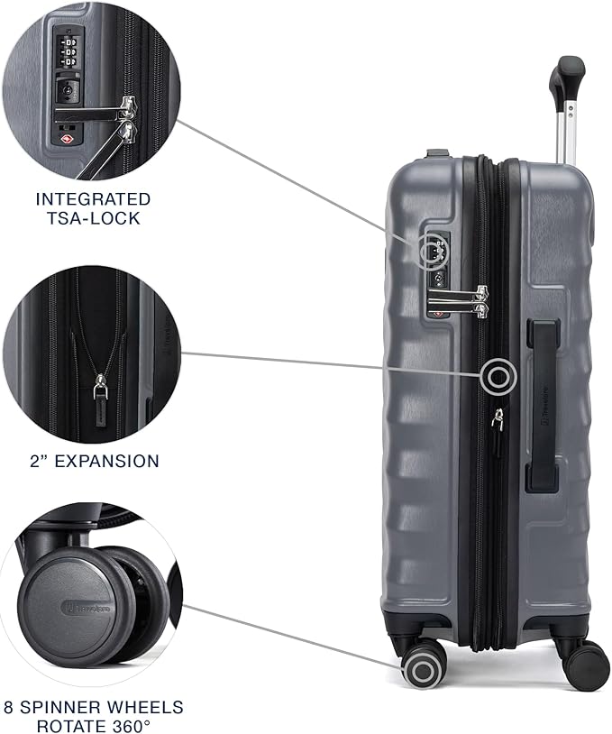 Travelpro Maxlite Air V2 Hardside Expandable Carry on Luggage, 8 Spinner Wheels, Lightweight Hard Shell Suitcase, TSA lock, Shadow Grey, Carry On 21-Inch
