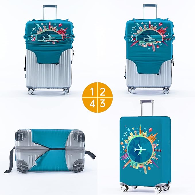 Travelkin Luggage Covers With Tag For Suitcases Tsa Approved,Suitcase Covers Protector Fit 18-32 Inch Luggage L(26-28inch suitcase)
