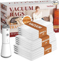 Travel Vacuum Bags with Wireless Charging Air Pump, 12 Pack Vacuum Storage Seal Bags for Clothing(4 Large+4 Medium+4 Small), Compression Packing for Clothes Suitcase Luggage