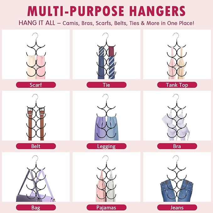 DOIOWN Tank Top Hanger,2 Pack Space Saving Hangers Bra Camisole Hanger,Small Closet Organizers and Storage for Dorm & Apartment Holds Camisoles,Bras,Scarfs,Ties,Belts