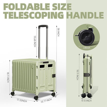 Heavy Duty Rolling Cart for Stairs：Collapsible Utility Crate with Wheels & Handle Foldable Tote Box for Toolbox Trade Show Supplies Teachers TODAYGO Mobile Storage Cart with Lid