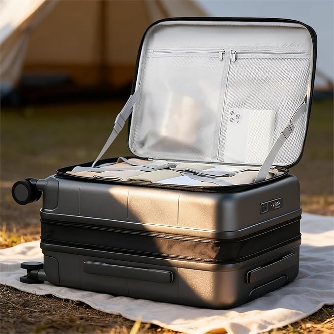 Hanke Hardside Expandable Checked Luggage, 24 Inch Top Opening Trunk Luggages with Spinner Wheels, All-PC Hard Shell Suitcase, Lightweight TSA Checked-Medium(Graphite Grey, 83L)
