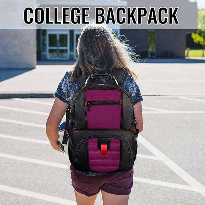 YOREPEK Travel Backpack, Extra Large 50L Laptop Backpacks for Men Women, Water Resistant College Backpack Airline Approved Business Work Bag with USB Charging Port Fits 17 Inch Computer, Purple