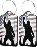 American Flag Leather Luggage Tag with Stainless Steel Ring, Fun Name Id Card Cover Travel Bag Tag Set, Suitable for Travel Bag Luggage Women Men 2 PCS
