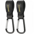 2 Pack Stroller Hooks, Stroller Straps for Diaper Bags,Adjustable Stroller Carabiner Clip,Baby Stroller Accessories for nuna,Uppababy,Bob,Hook for Bike,Scooter,Wheelchair,Walker Accessories（Black）