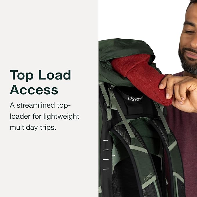 Osprey Talon 44L Men's Lightweight Hiking Backpack with Hipbelt, Black/Coal Grey, L/XL