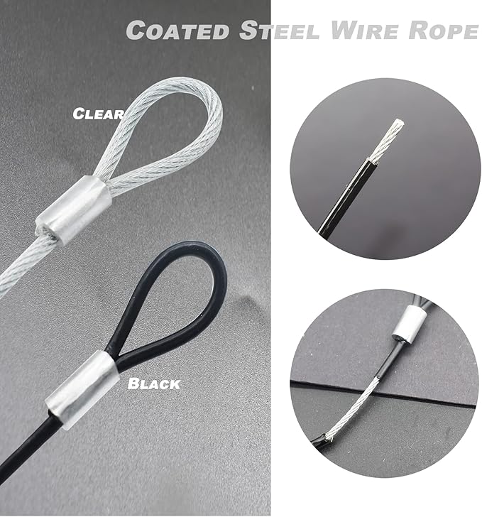 7FT 4mm Stainless Steel Outdoor Travel Security Cable Lock,Braided Steel Coated Safety Cable Luggage Lock,Safety Cable Wire Rope Double Loop Lightweight