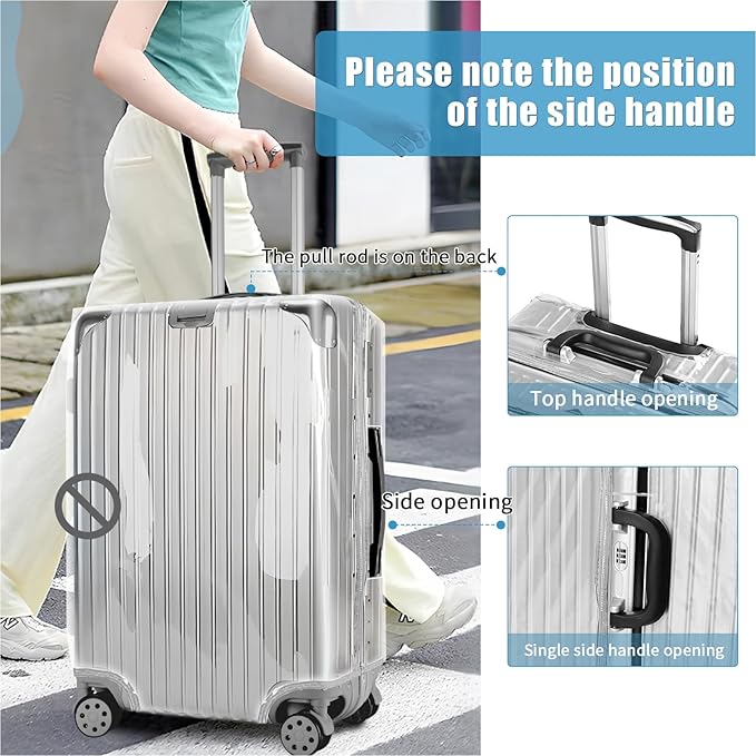 Yotako Upgraded Zippered Clear PVC Suitcase Cover, 26 Inch Luggage Covers for Suitcase Luggage Protector Cover 26''