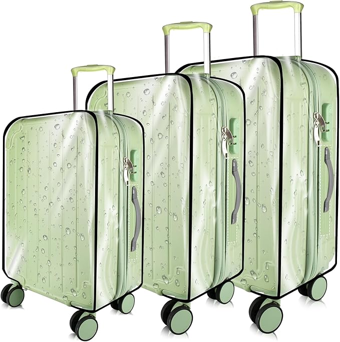 3 Pieces Thicken Clear Luggage Cover Protector, 20" 24" 28" PVC Luggage Covers for Suitcase Waterproof Dustproof Anti-scratch Travel Suitcase Covers Case for Wheeled Luggage