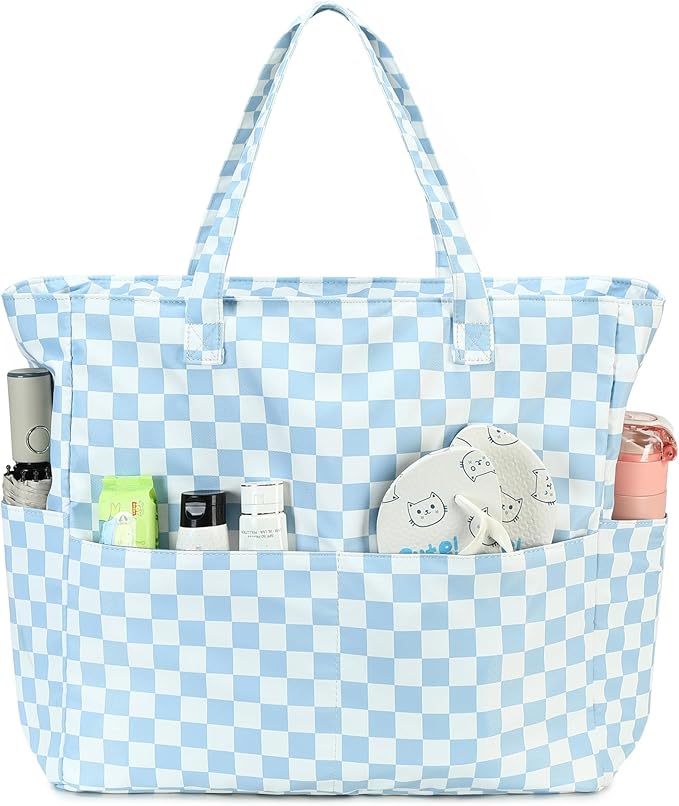 Waterproof Beach Tote Pool Bags for Women Ladies Extra Large Gym Tote Carry On Bag With Wet Compartment for Weekender Travel