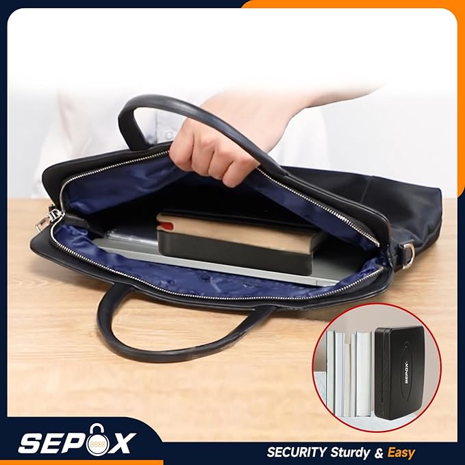 SEPOX 10Pcs Portable Security Case Lock Box Steel, Personal Travel Safe Storage Cabinet for Small Item, with 3 Ft Security Cable& Ressetable Combination Lock for Office, Car, Sports, Water Resistant